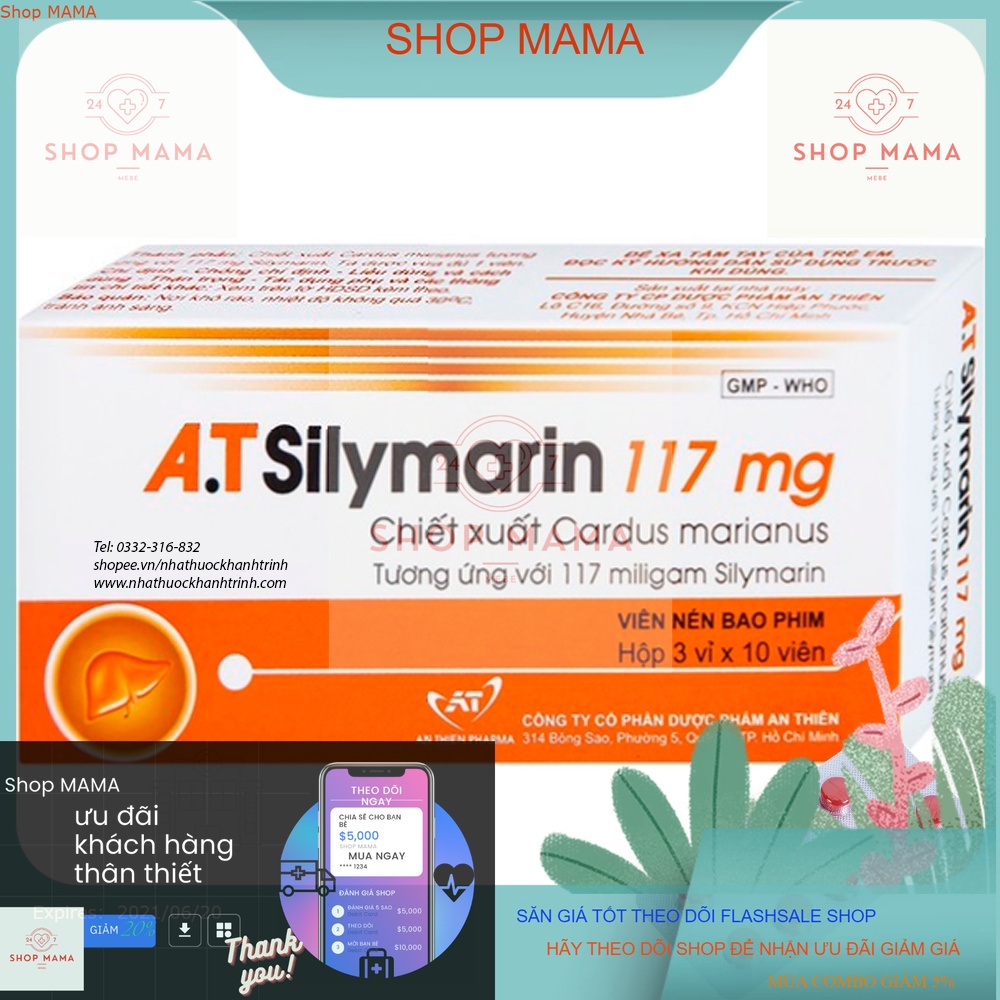 Silymarin 117mg An Thien Pharma liver enzyme oral tablet (Box of 30 ...