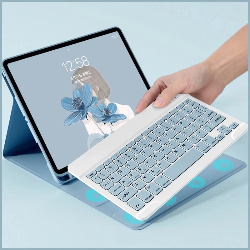 Case Flip Smart Keyboard Wireless Magnetic For XIAOMI Pad 6/ 6s 12.4 Pro Mipad 5 Mipad 7 Redmi pad SE 2023 10.61 2022 Poco Pro 12.1 Cover Leather Casing Keyboard Wireless Bluetooth - Gambar 3
