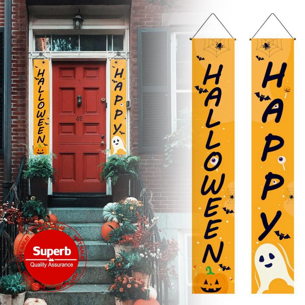 Creative Halloween Couplet Door Curtain Trick Or Treat Halloween Decorations Sign Porch Door 