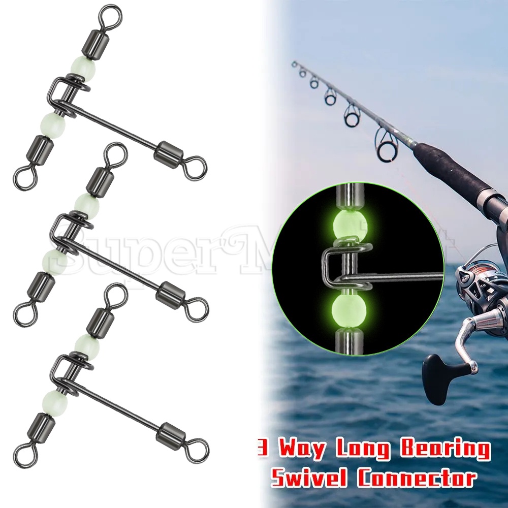 Agrafe Peche Lot De 10 T-Shape Swivels Snaps Acier Inoxydable Avec Perles Lumineuses - VGEBY