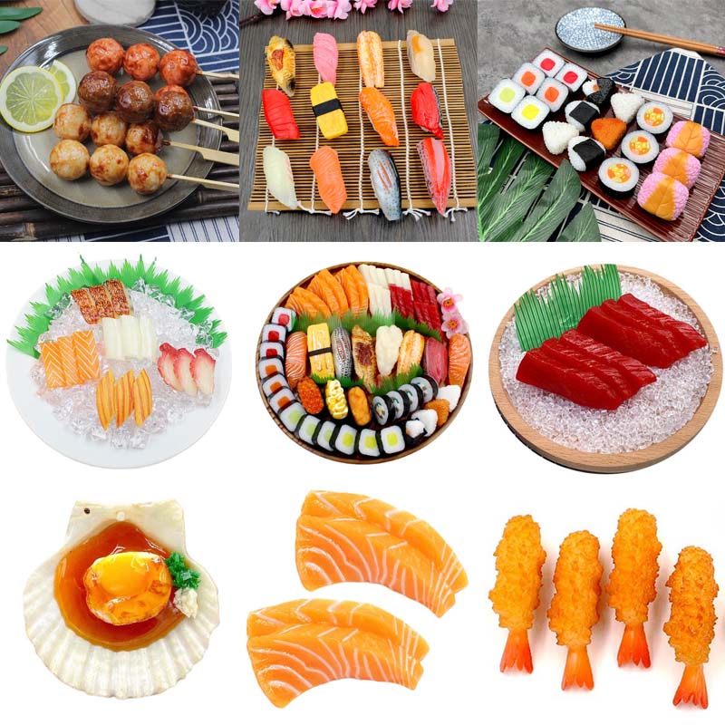 【Fake Japanese Cuisine Food Model 】Artificial Sushi PVC Fake Salmon ...