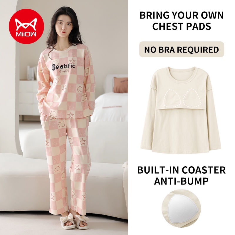 Sleepwear Pyjamas Loungewear with Built In Bra| Shelf Bra