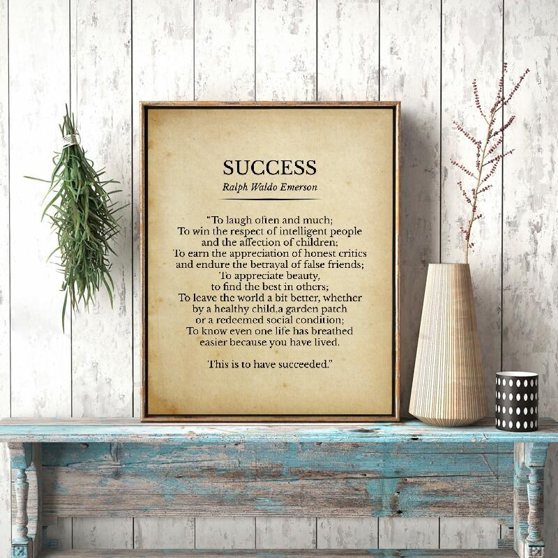 Success Ralph Waldo Emerson Poem Print Inspirational Quotes Vintage ...