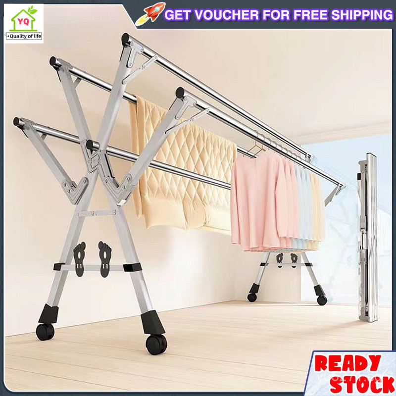 5 Pole Foldable & Movable Metal Clothes Drying Rack Laundry Rack ...