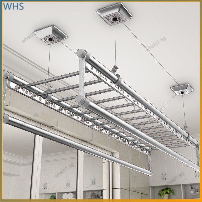 Lifting drying rack double pole indoor balcony drying rack hand crank hanging clothes indoor