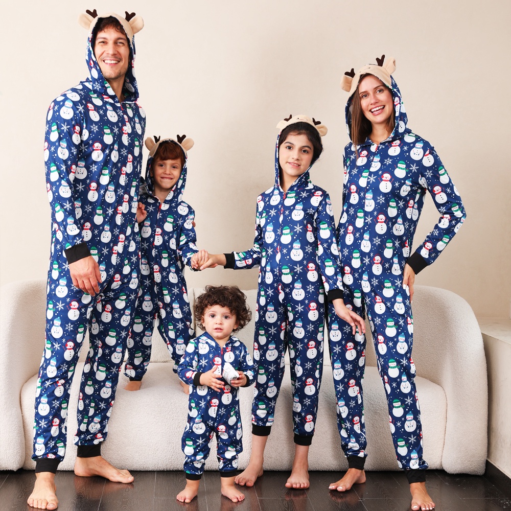 Shipped within 48 hours Family Christmas Matching Outfits Mother Father  Kids 2023 Pajamas Set Baby Snowman Print Sleepwear Xmas Family Look Jumpsuit
