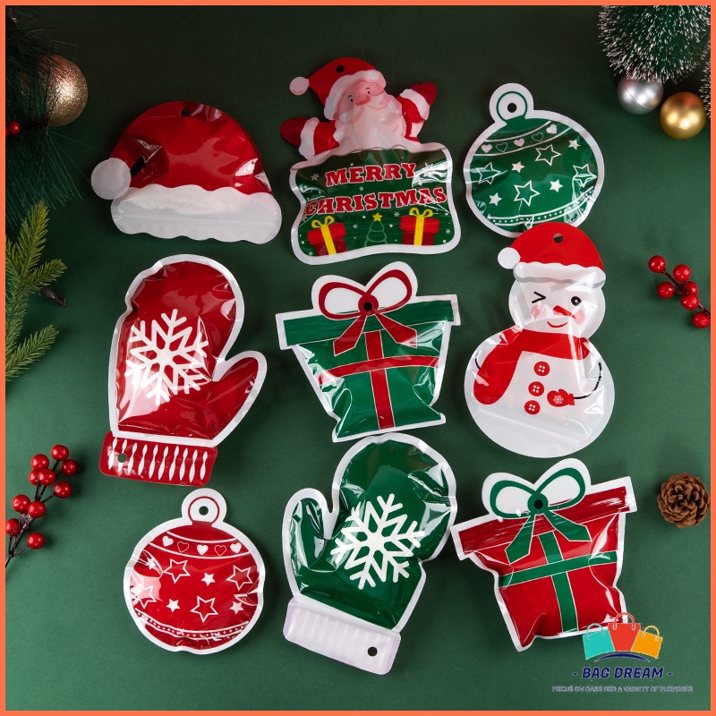 [100pcs Price] 2024 Christmas Party Plastic Ziplock Bags For Tree Decor