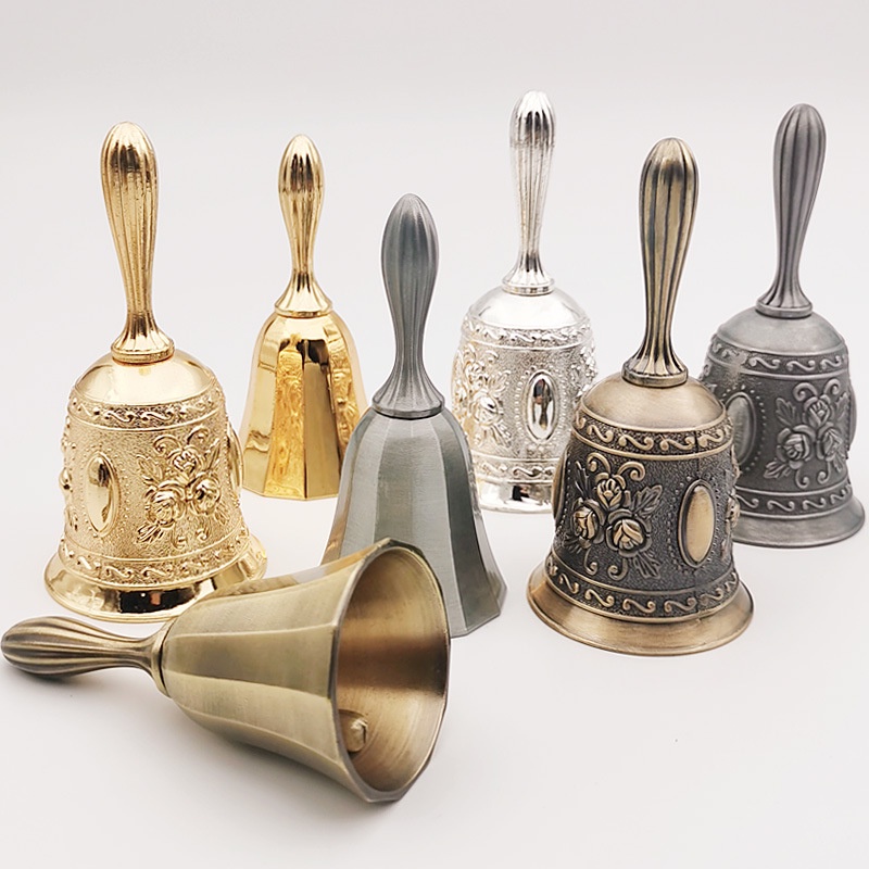 1PC Loud Hand Held Bell Silver Gold Hand Bell Dinner Bells For Inside ...