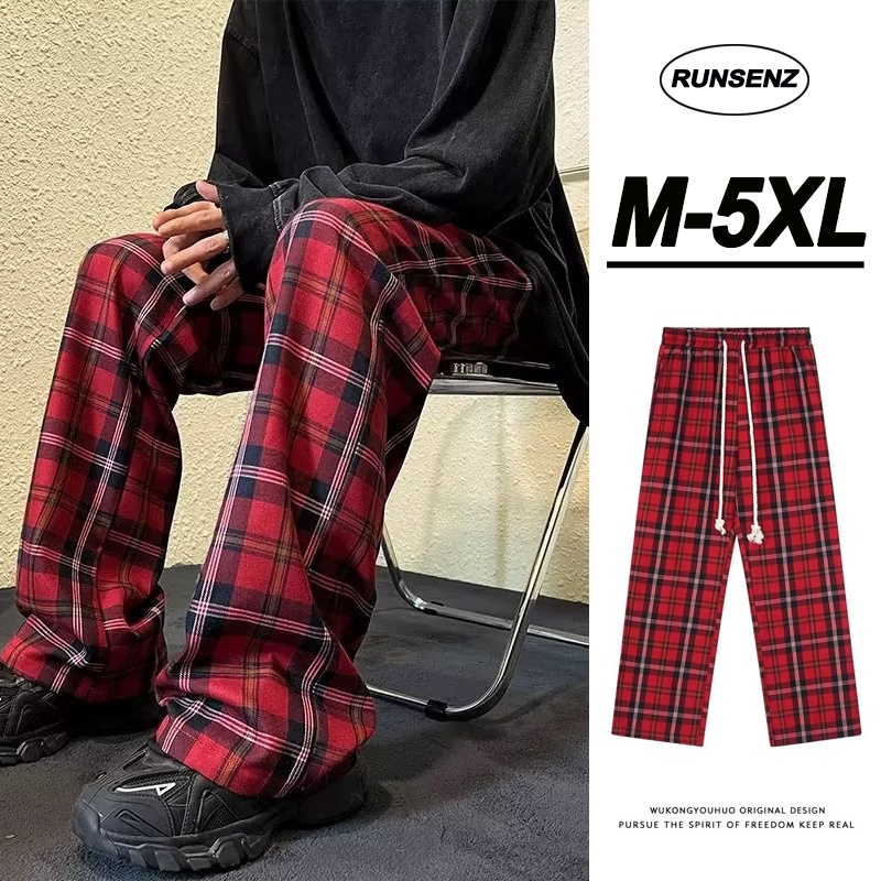 Checkered clearance pants red