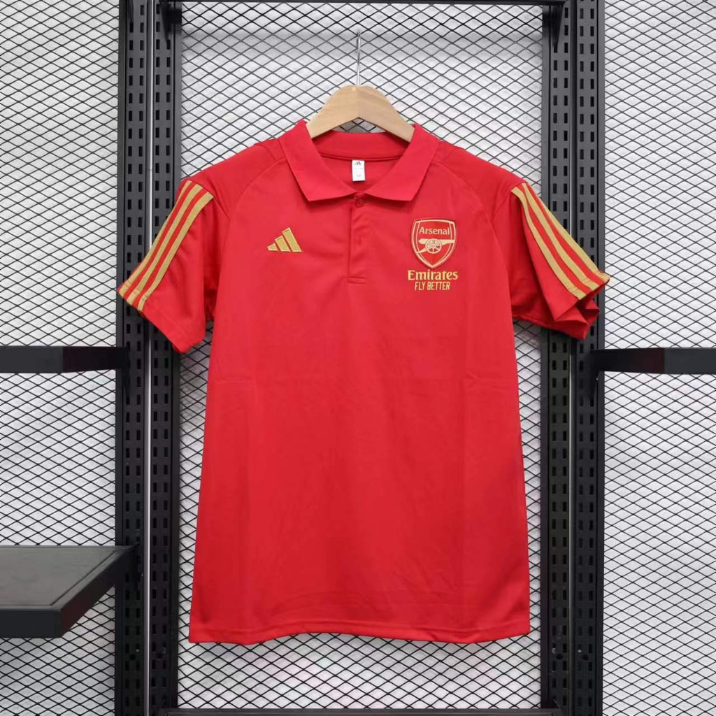 Defoot 2324 Arsenal Red Polo Shirt Flip Fold Neck Short Sleeve Jersey