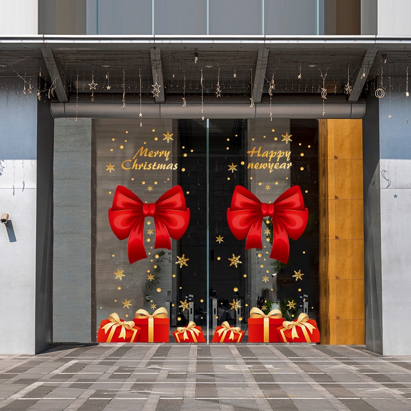 [CORAL SEA] Christmas window scene layout shop glass sliding door ...