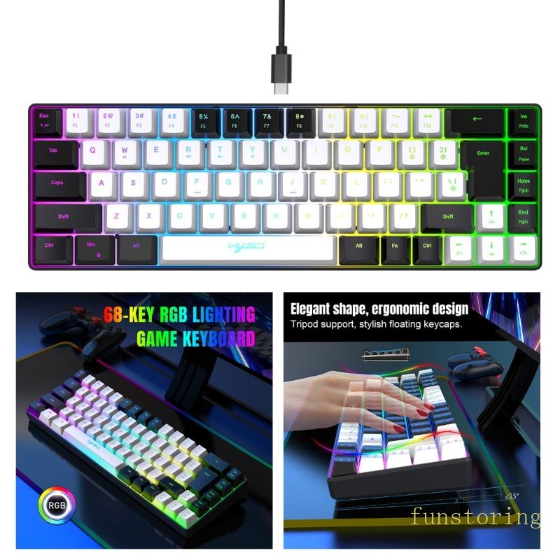 FUN V200 Membrane Keyboard Gaming Mechanical Keyboards with Character ...