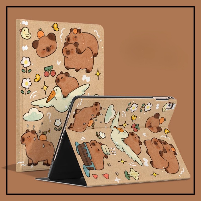 カピバラ様iPad専用 Cartoon capybara for iPad case style of book with pencil slot IPad
