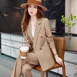 2024 Spring Summer Fashion Elegant Gray DoubleBreasted Womens Suit