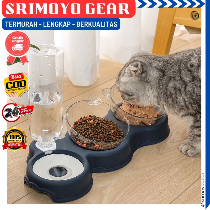 Pet Food and Drinking Place for Cats and Dogs 3 Sets of Bowls | Shopee ...