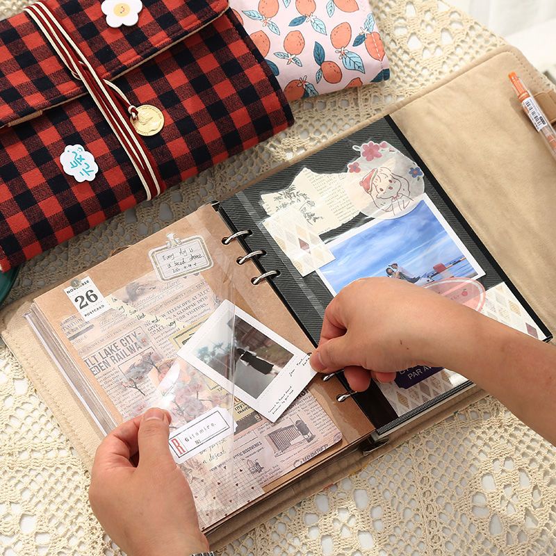 Cotton and Linen Diy Film Self-Adhesive Handmade Album Photo Bill Train ...