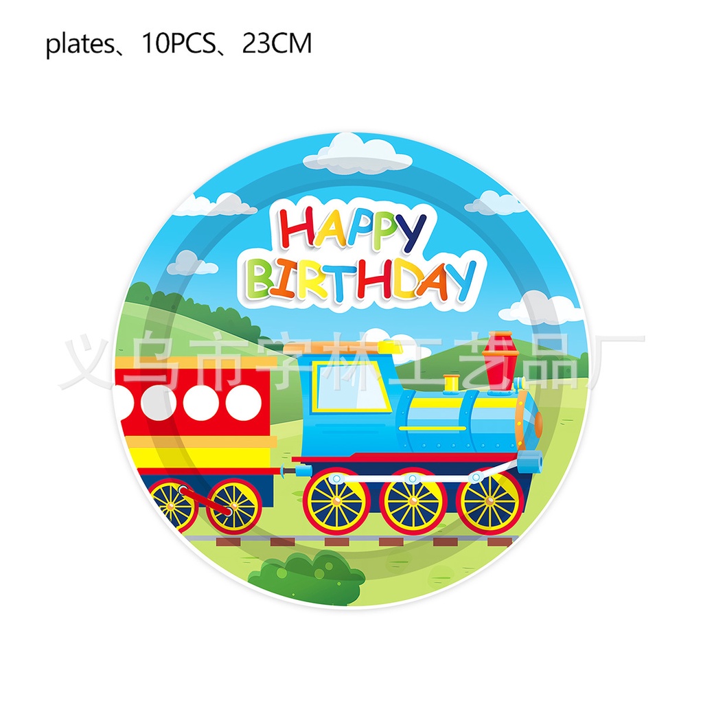 Cartoon Railway Train Party Supplies tableware Boys Children's Birthday ...