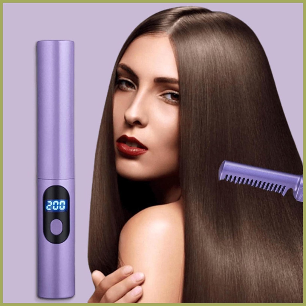 Electric Hot Comb 3 Temps Straightening Comb Cordless Flat Iron Hair Straightener Curling Wand
