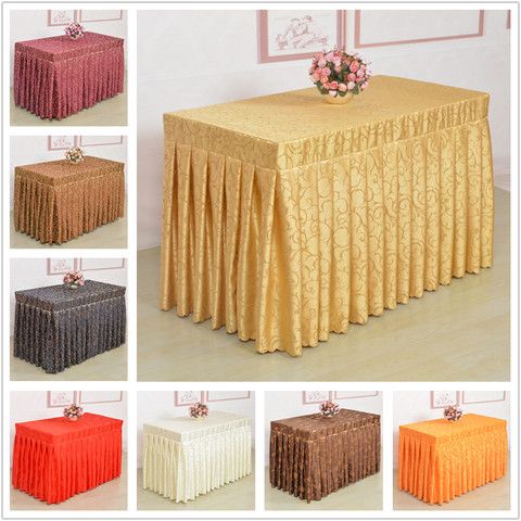 Long Table Cover Pleated Around Beautiful Flowing Fabric Ready To Use ...