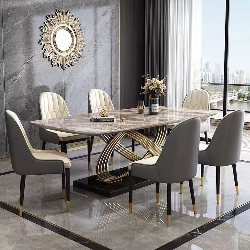 Light luxury marble dining table Italian rock plate dining table and ...