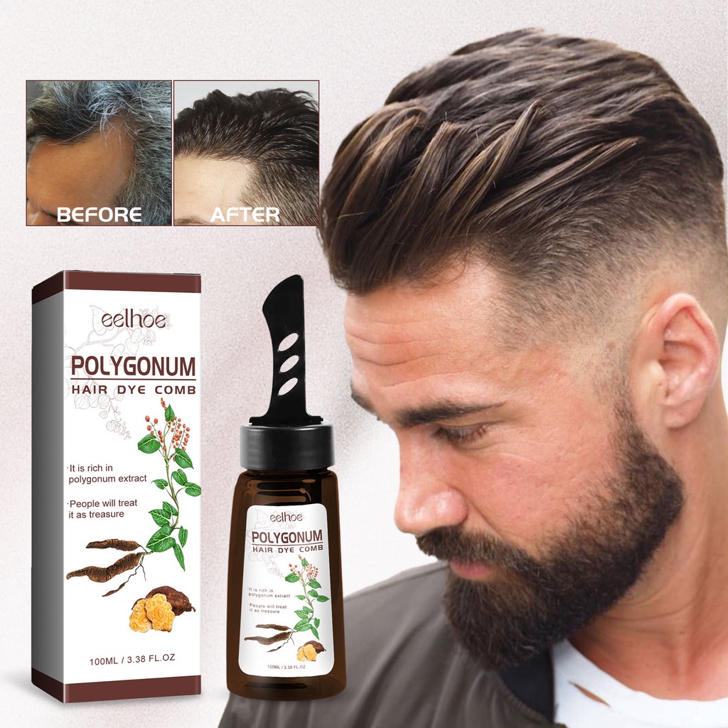 Polygonum Hair Dye Comb Black Hair Serum Dyeing Spray Gray Hair Colorin