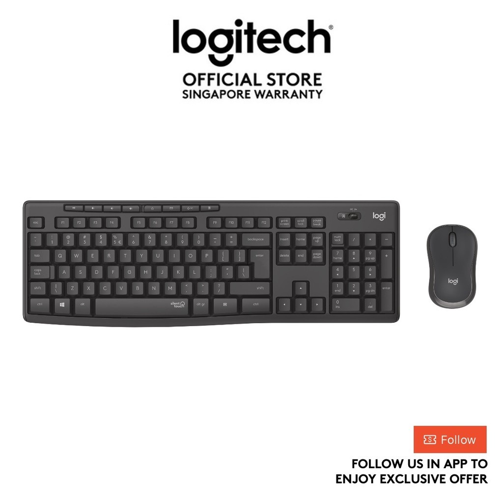 Logitech MK295 Silent Wireless Keyboard and Mouse Combo, Long Lasting ...