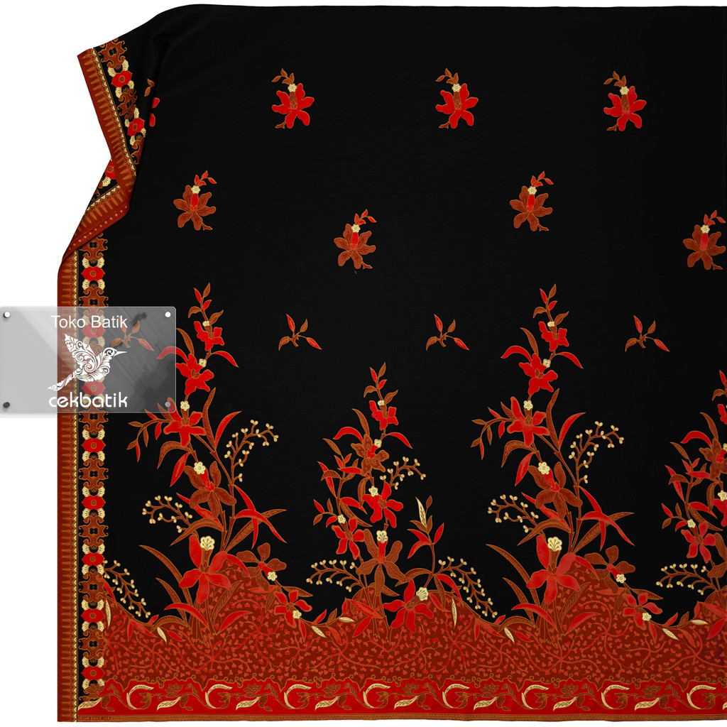 MERAH HITAM Batik - Elegant Sweet Black Floral Modern Motif (Red ...