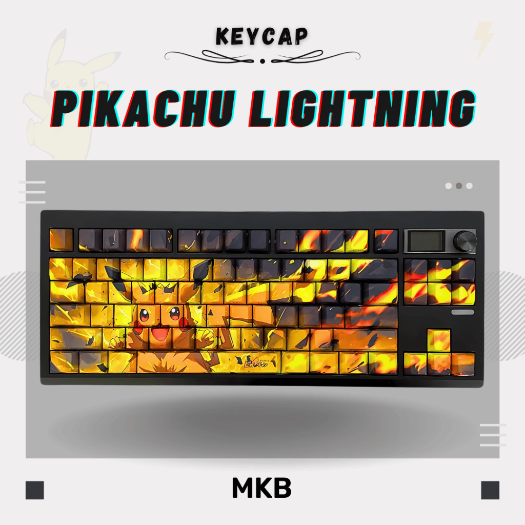 Pikachu Lightning Side Legend Shine Through PBT Double Shot Cherry ...