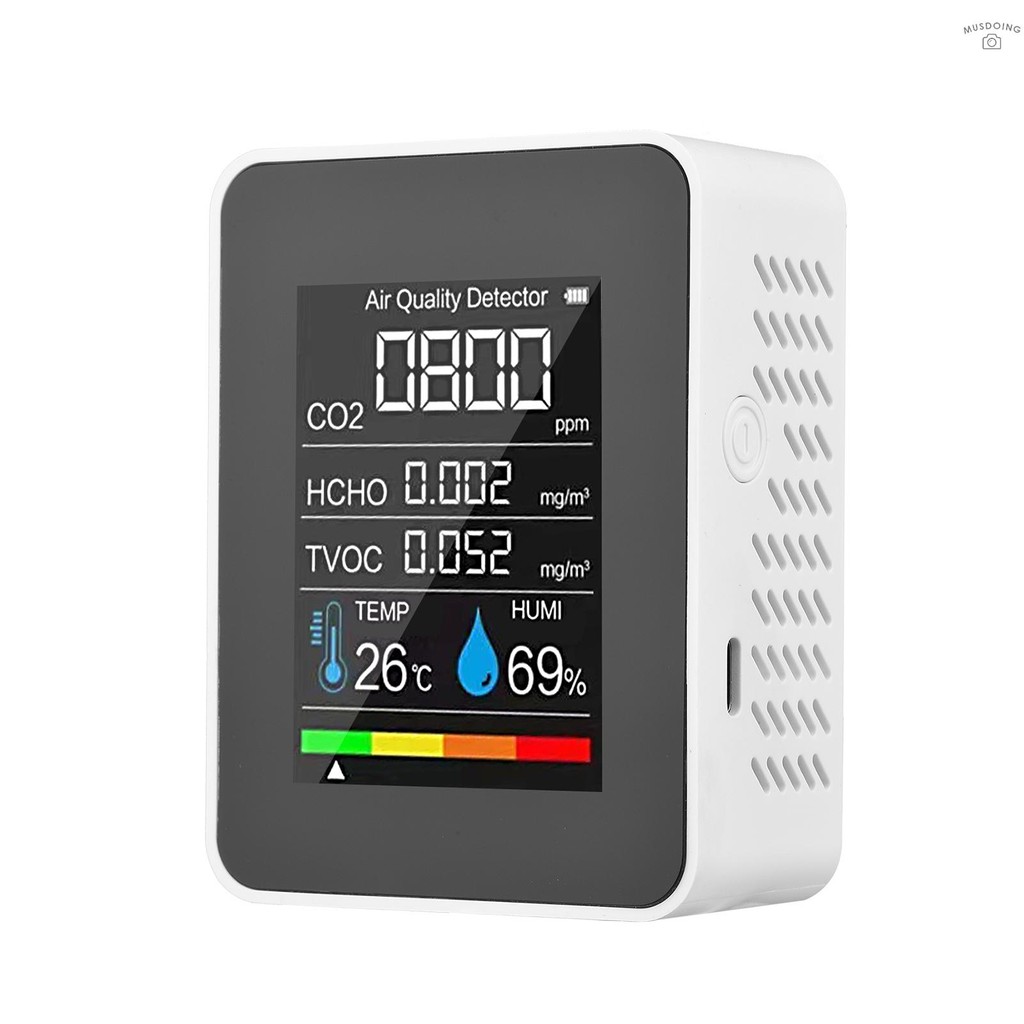 Portable Air Quality Monitor Indoor CO2 Detector 5 in 1 Formaldehyde ...