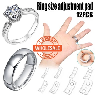 12Pcs/Bag Invisible Clear Ring Size Adjuster Pads for Loose Ring Size  Reducer Spacer Ring Guard Jewelry Tools