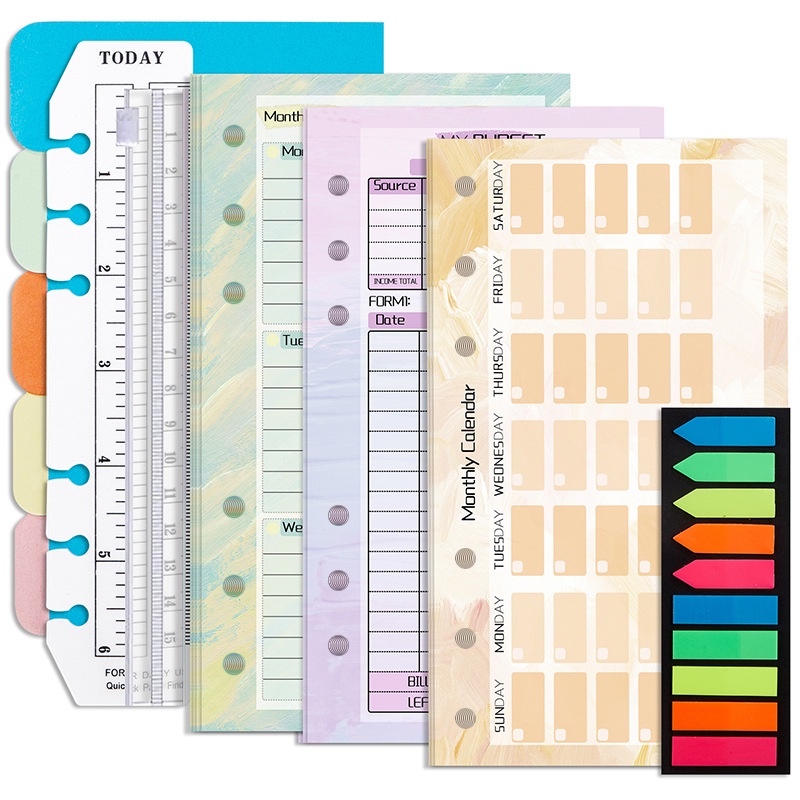 A6 Loose Leaf Paper Notebook 6 Holes Loose Leaf Refill Monthly Weekly