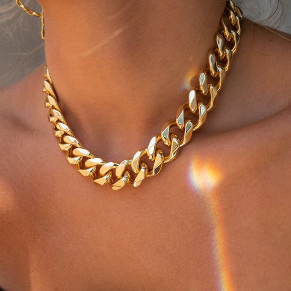 Punk Big Twist Gold Plated Thick Chain Necklace For Women Men Choker Chunky Metal Jewelry Gifts Shopee Singapore