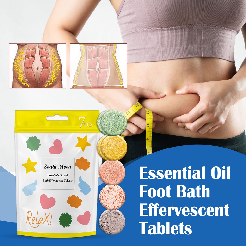 7pcs/bag Natural Herbal Essential Oil Foot Bath Effervescent Tablets Lympatic Drainage Ginger