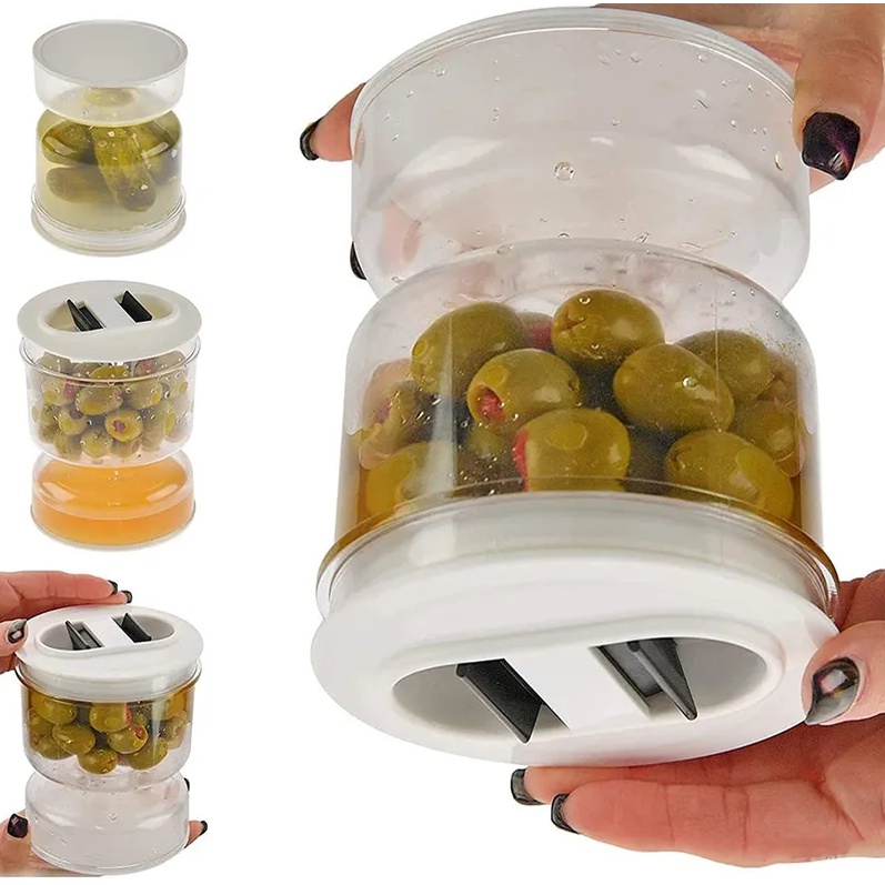 Pickle Olive Hourglass Jar Pickle Juice Wet and Dry Separator Food