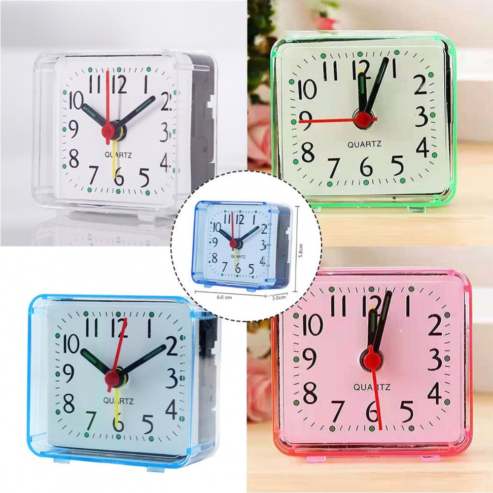 Compact Quartz Alarm Clock Beeping Sound Battery Operated Wake Up