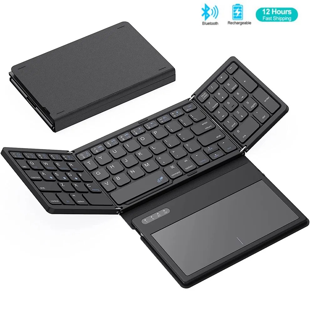 Jomaa Bluetooth Foldable Keyboard With Touchpad Rechargeable Folding 