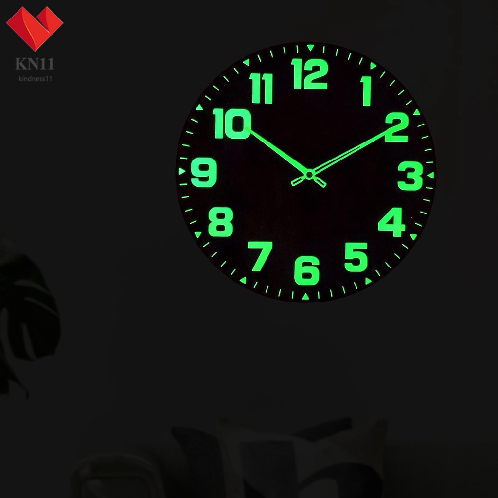 Luminous Wall Clocks Wooden Glow in The Dark Clock 12 inch Silent Non ...