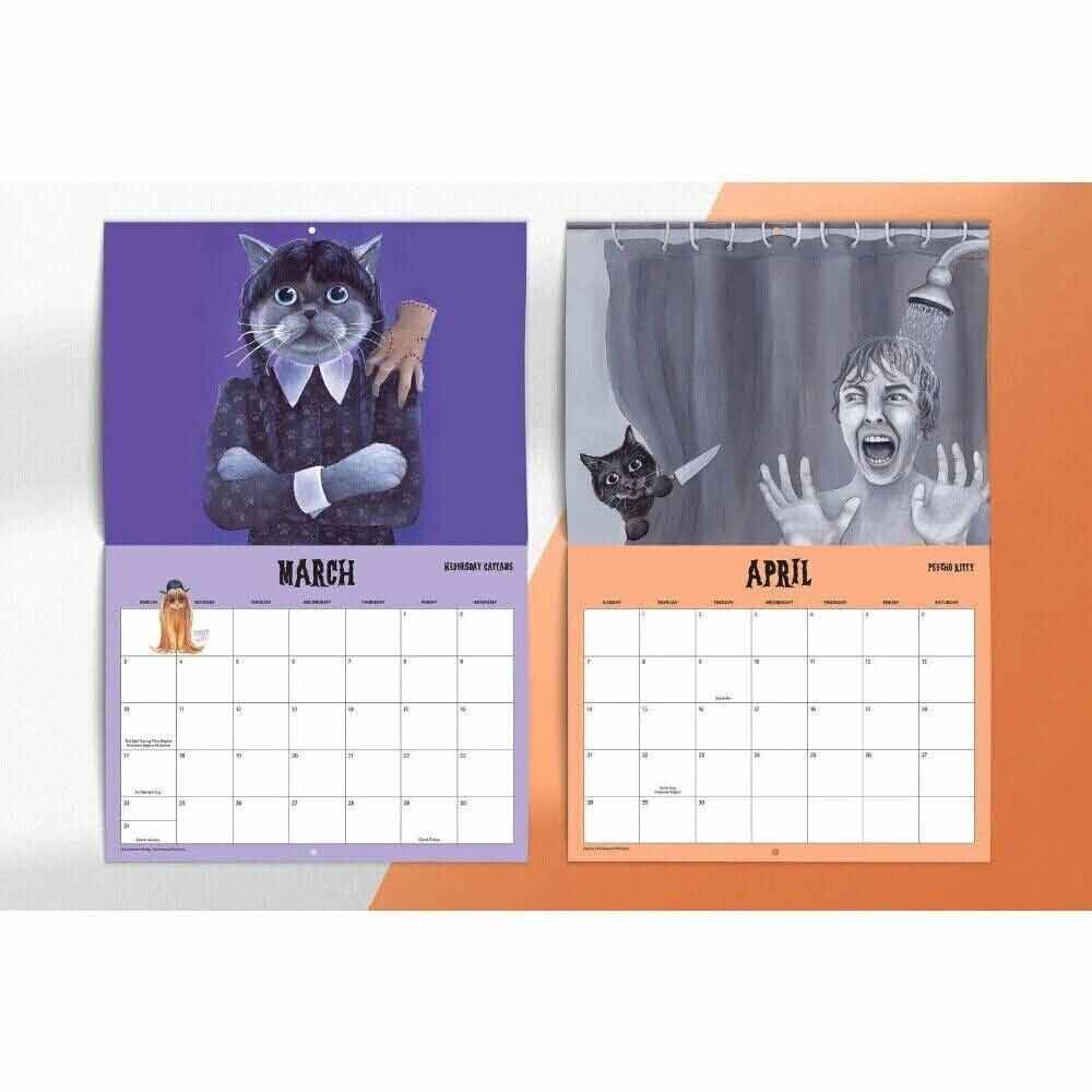 Scaredy Cats 2024 Monthly Calendar, Paper Time Planning Wall Hanging