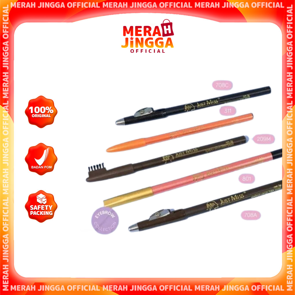 JUST MISS Eyebrow Pencil All Series / Justmiss Pensil Alis 708C / 311 / 209M / 801 / 708A / Merah Jingga Official