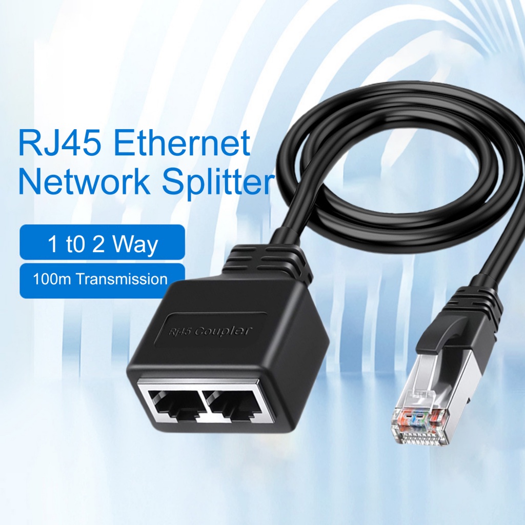 RJ45 Gigabit Network Splitter 1 to 2 Ways 100m Transmission Two Devices ...