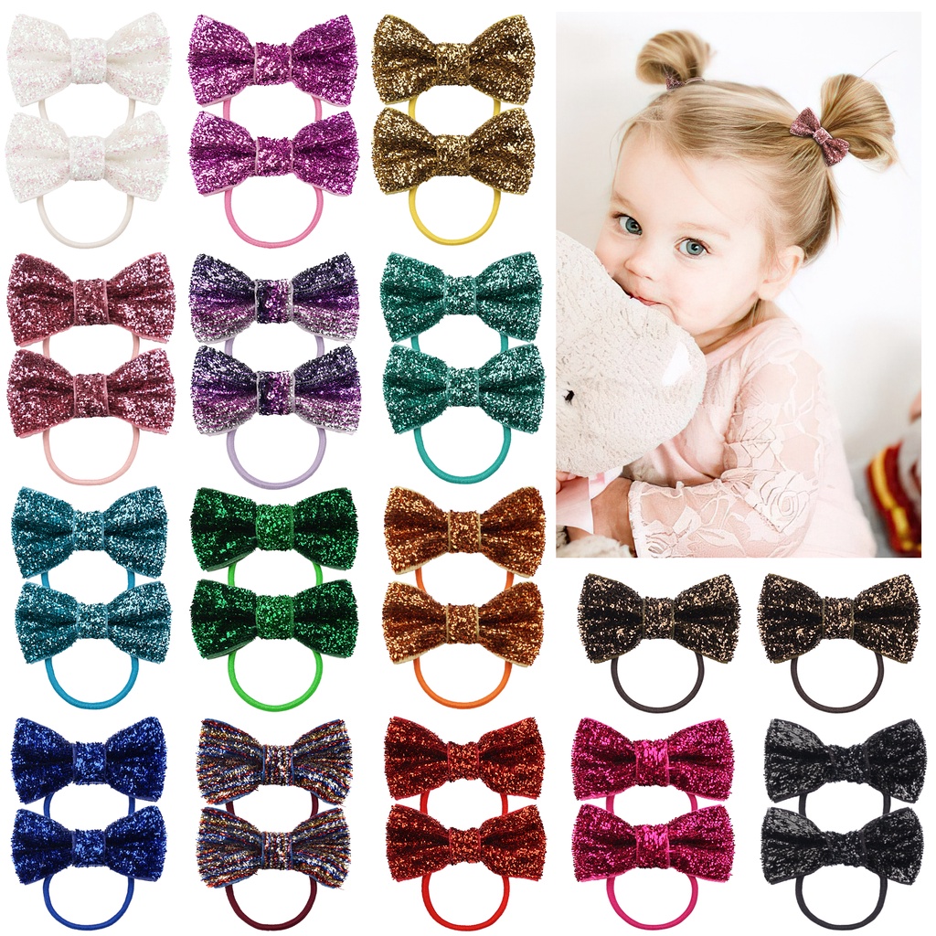 2PCS Red Velvet Bows Girls Hair Clip Ribbon Accessories for Baby