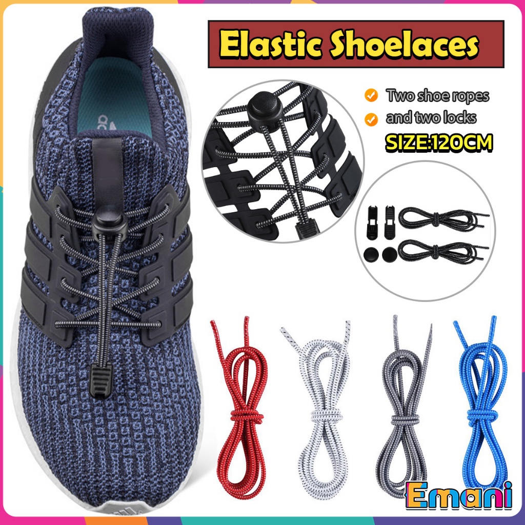 Em Elastic Shoelaces No Tie Shoe Laces 120cm Stretching Lock Lazy Quick laces Shopee Singapore