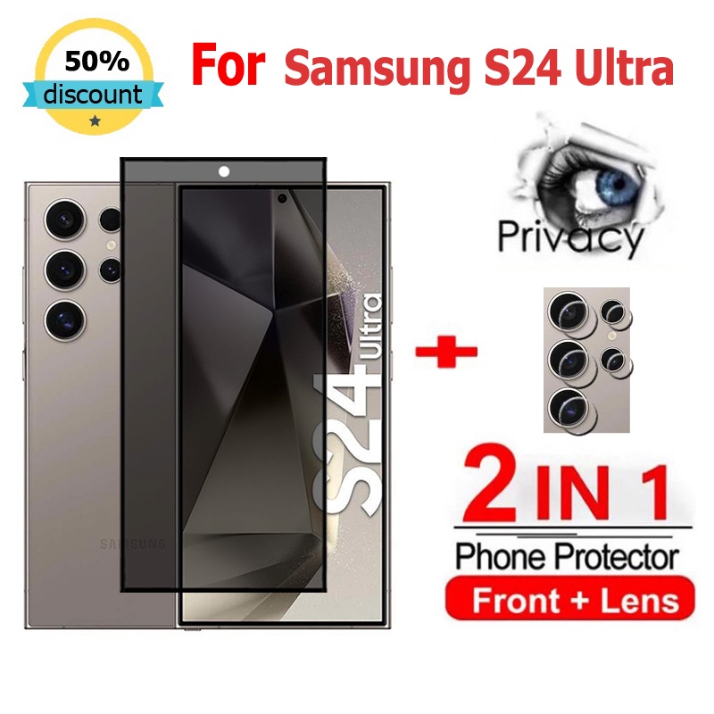 2 in 1 Samsung S24 Ultra Privacy Screen Protector Anti-Spy Full ...