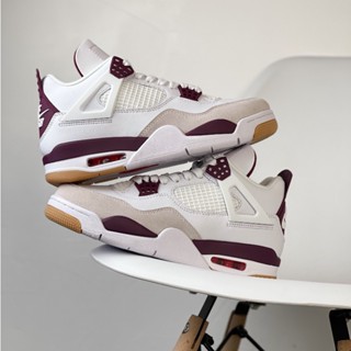 Air jordan 4 red and sales white wine