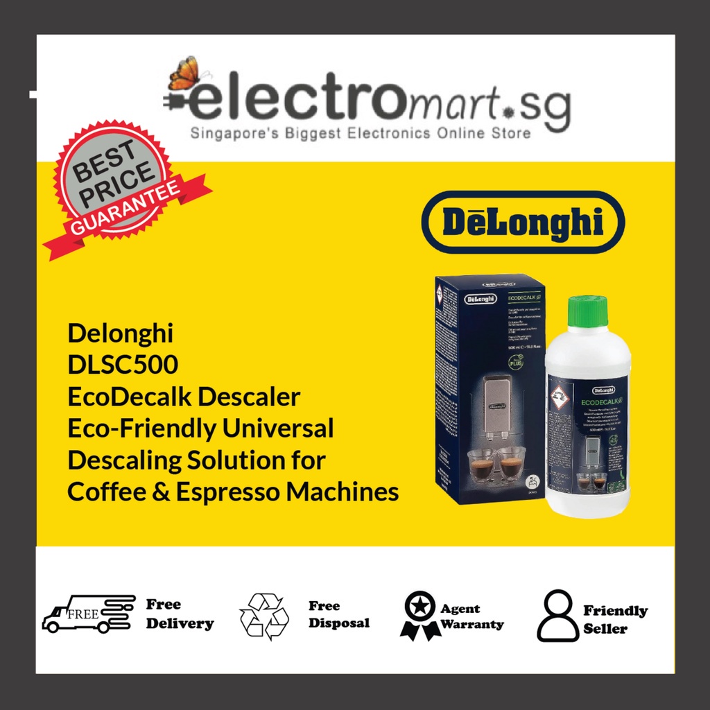 De'Longhi Original EcoDecalk DLSC202 - Descaler, Eco-Friendly Universal  Descaling Solution for Coffee & Espresso Machines - 6,8 fl. oz. (2 uses)