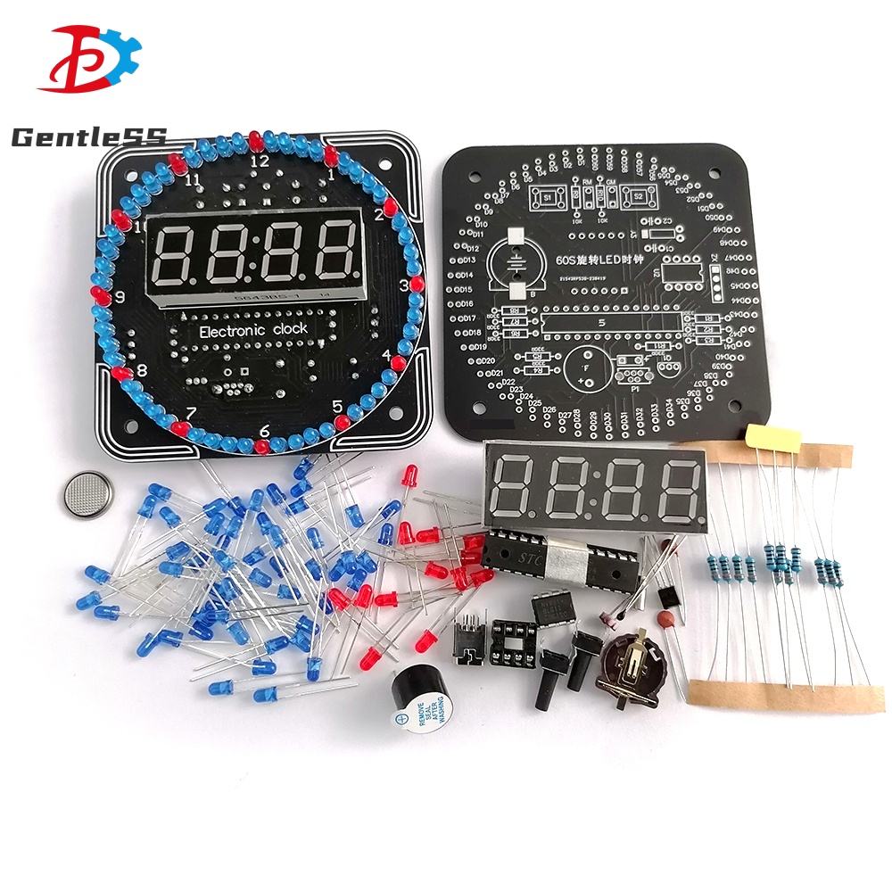 DS1302 Electronic Digital Display Clock DIY Kit Rotating LED Running ...