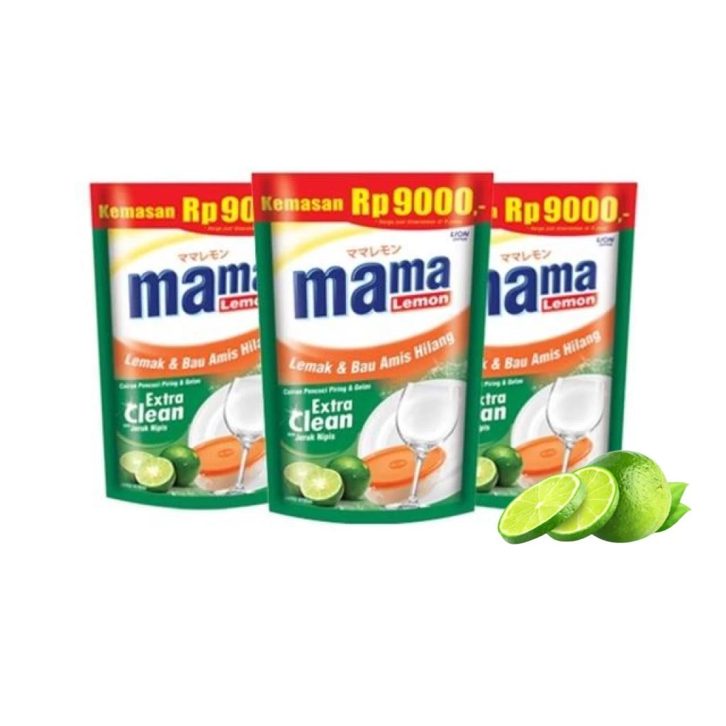 Mama Lemon Sabun Cuci Piring Jeruk Nipis Pouch 430 ml x3 - Gambar 2