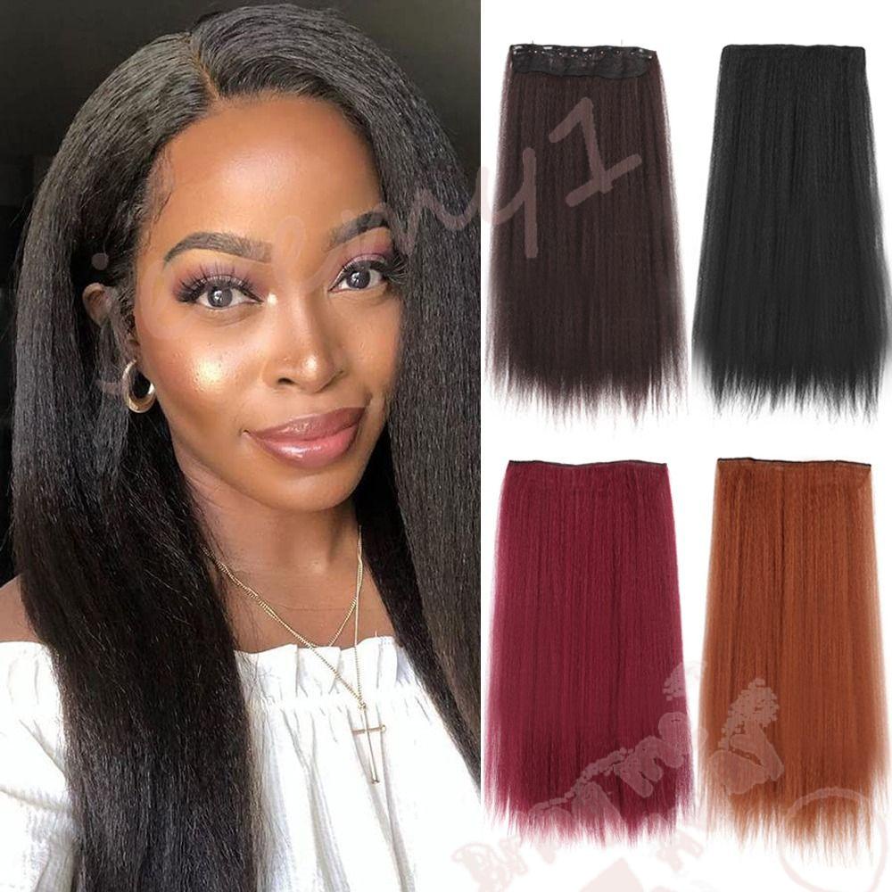 JEREMY1 Kinky Staight Hair Extensions, 5 Clips Fluffy Yaki Hairpiece