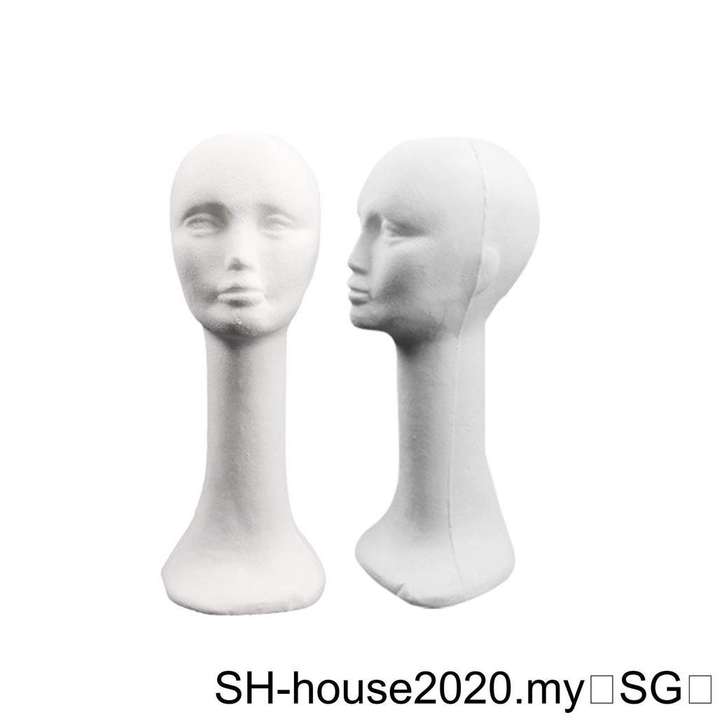 Foam Female Human Head Display Stand Mannequin Long Neck Stylish and