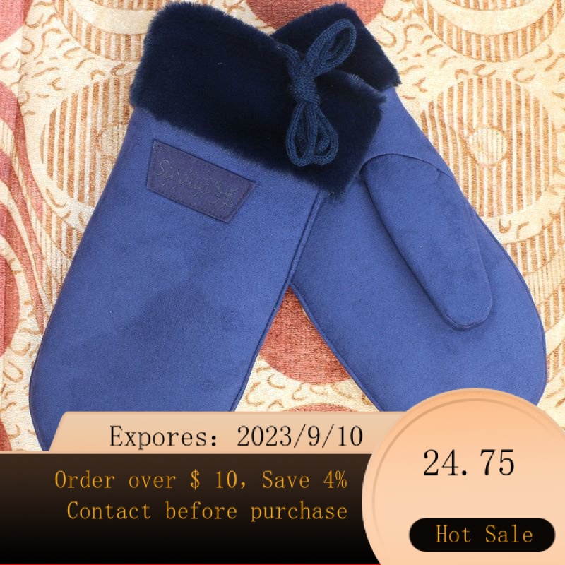 Suede Gloves Women's Cute ColdProof Fleece Lined Padded Warm Keeping